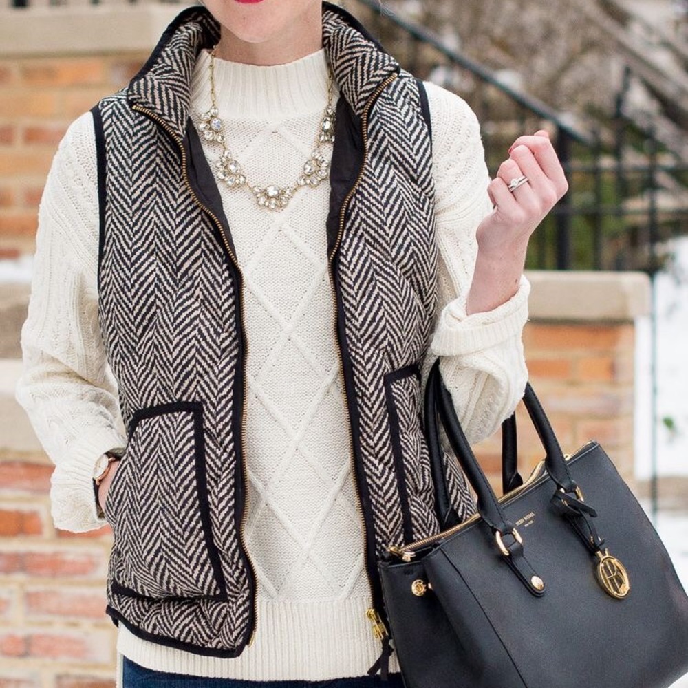 J Crew Herringbone Quilted Vest